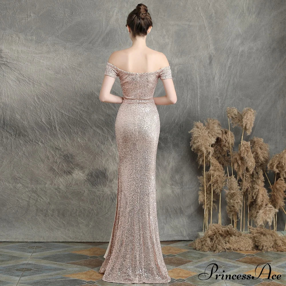 Marzia Formal Stylish Sequined Slit Dress S.o. Long Dresses