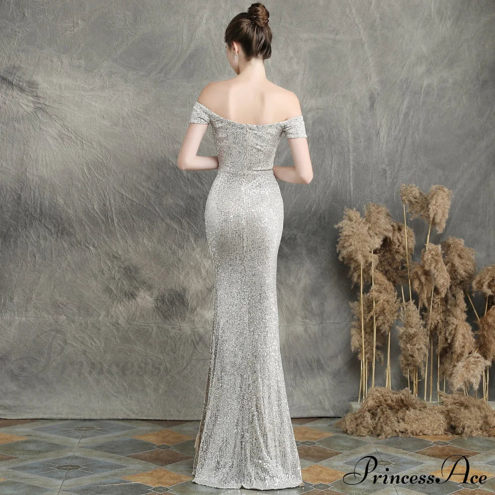 Marzia Formal Stylish Sequined Slit Dress S.o. Long Dresses