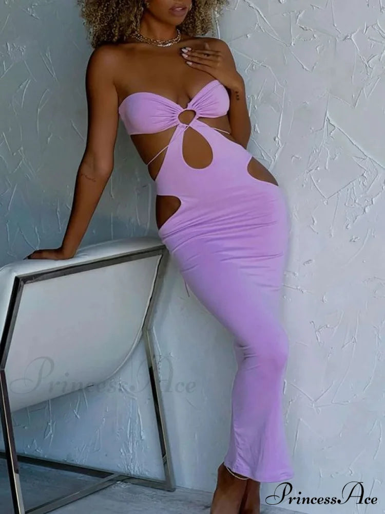 Merelin Elegant Midi Dress Purple / S