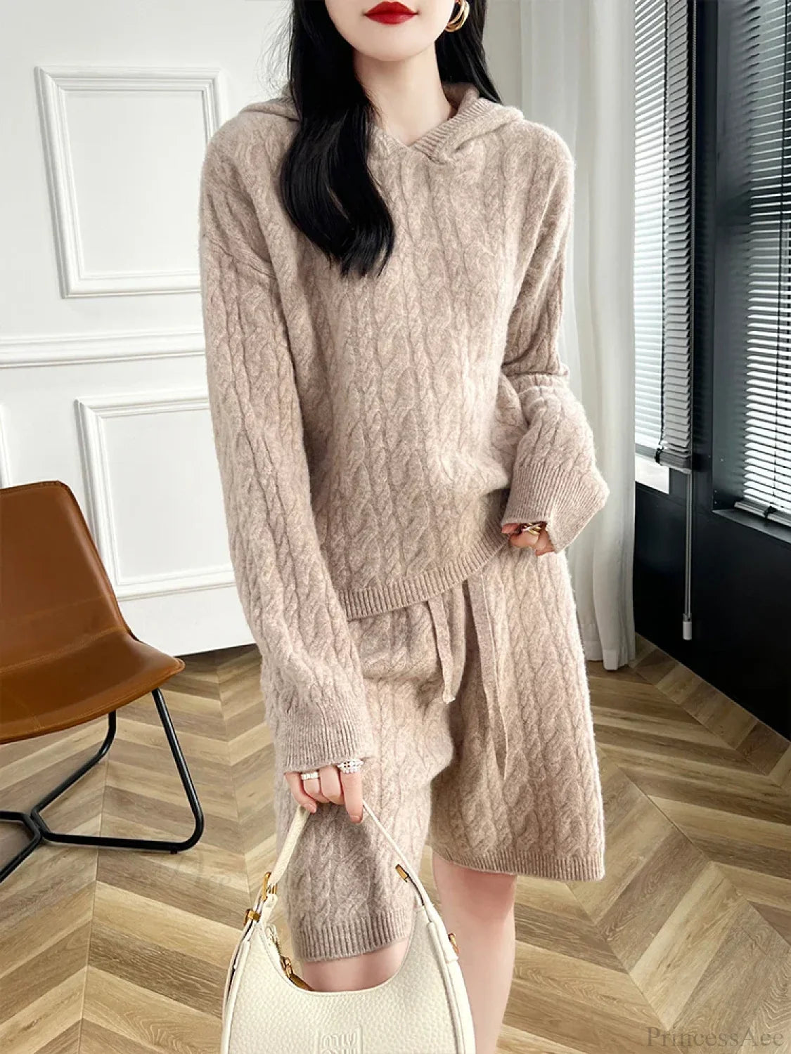 Merino Wool Sweater Suit Cashmere Sweater Gaoya Camel / S