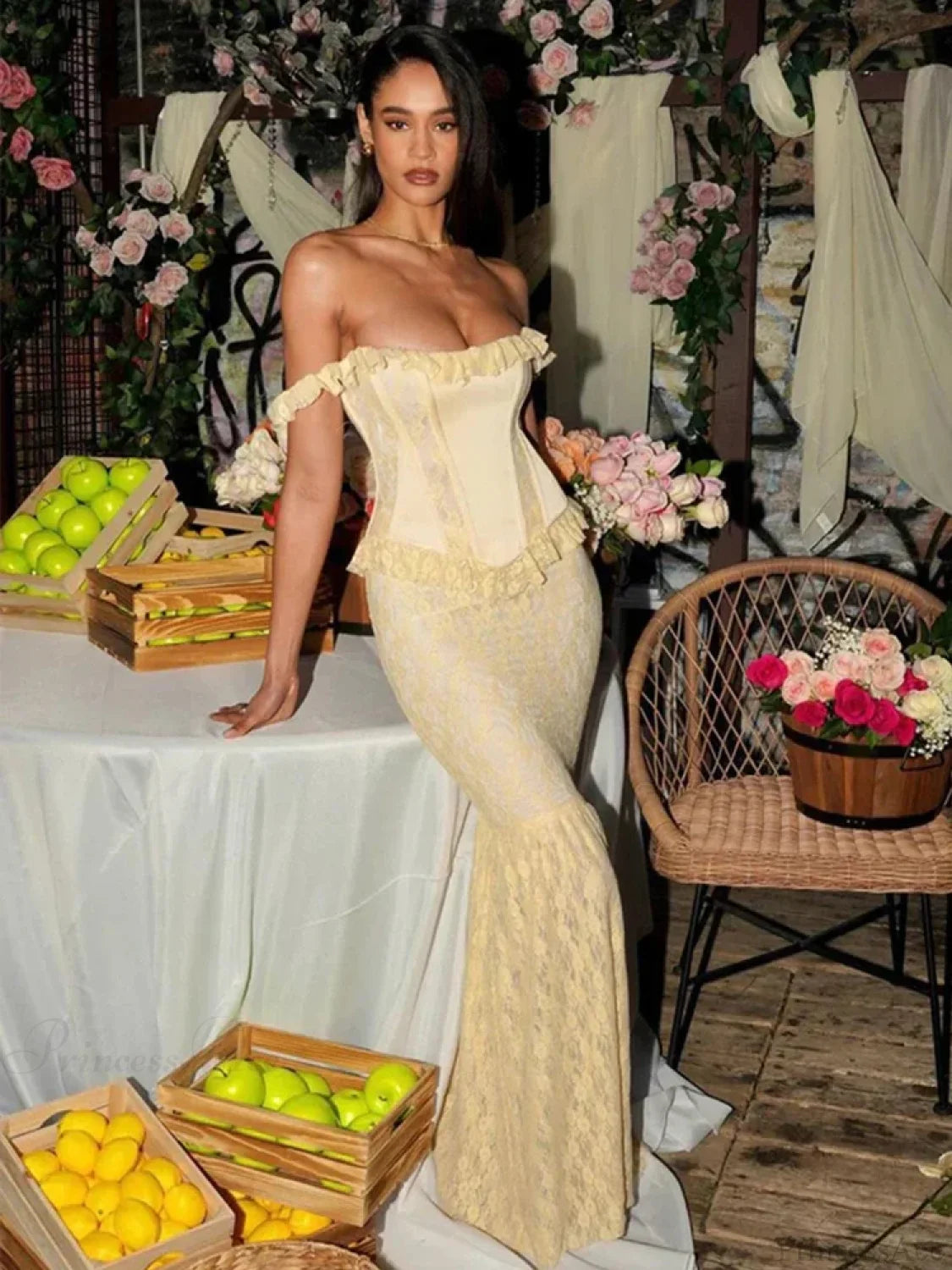 Mermaid Elegant Maxi Vacation Dress Light Yellow / S vacationdress-250223