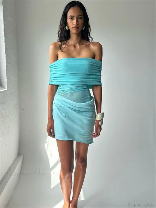 Mesh Patchwork See-Through Mini Dress minidress-250223