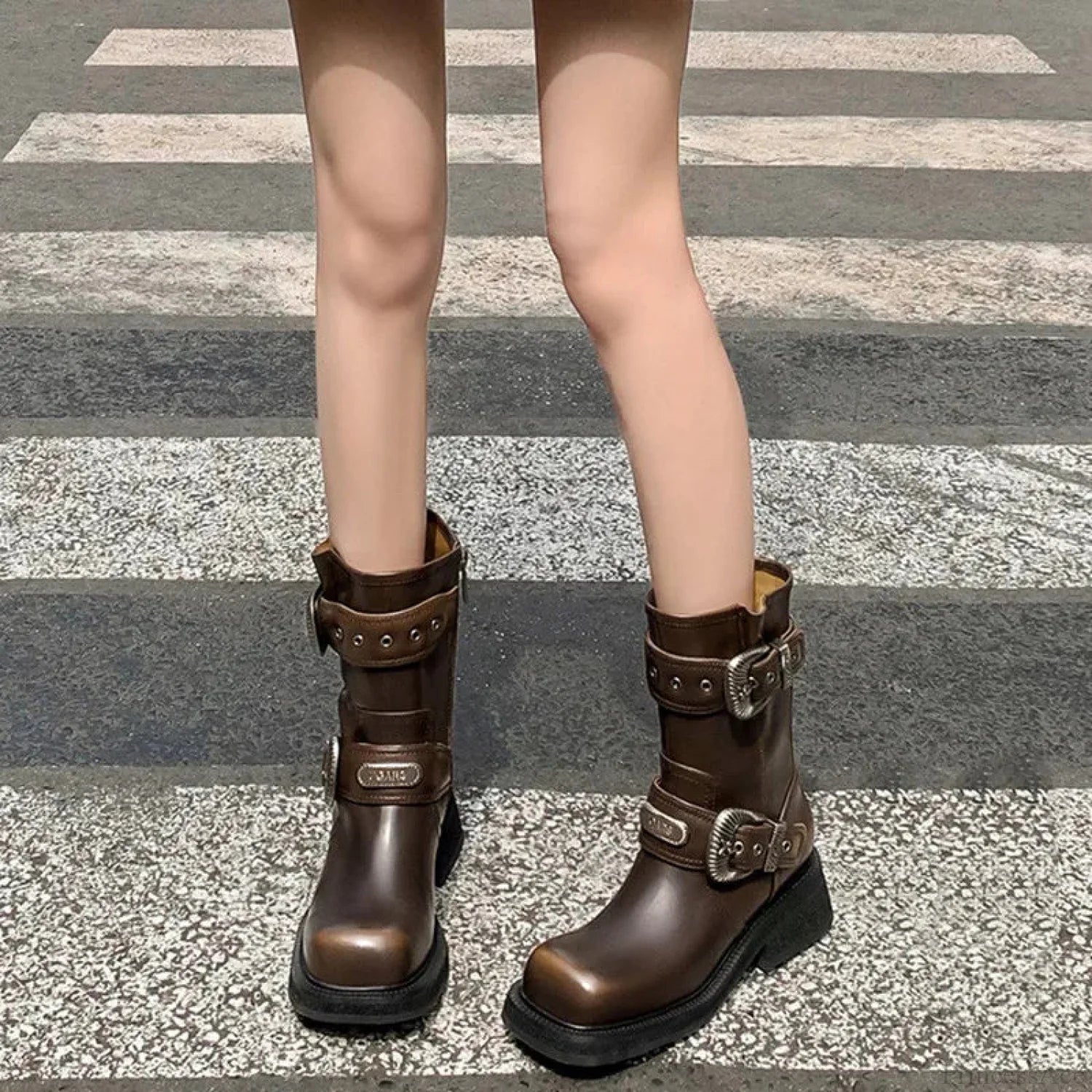 Metal Clasp Dark Medieval Motorbike Elevated Shoe