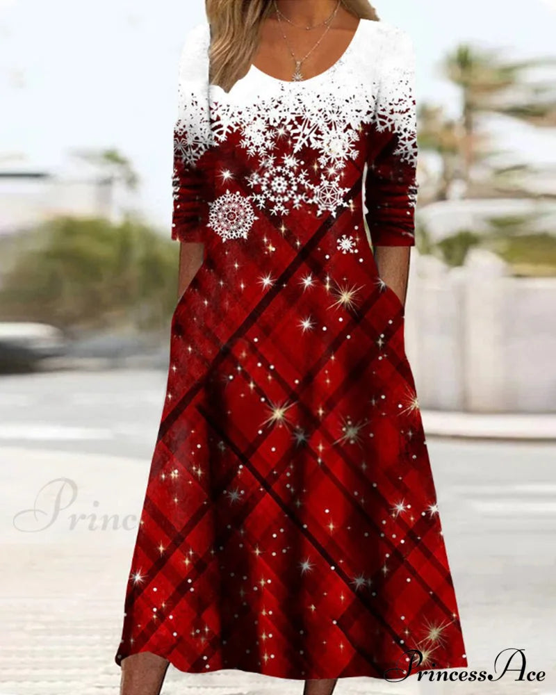 Midi Dress With Snowflake Print Dresses