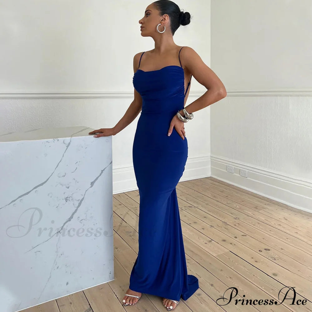 Mikayla Formal Stylish Backless Mermaid Dress Blue / S S.o. Long Dresses