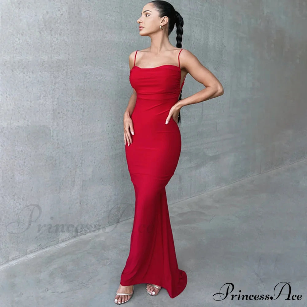 Mikayla Formal Stylish Backless Mermaid Dress Red / S S.o. Long Dresses