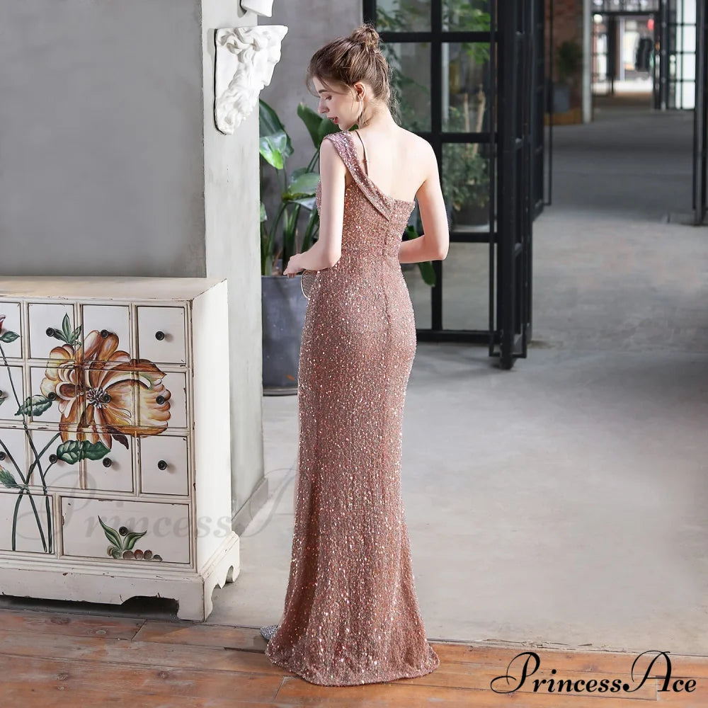 Mile One-Shoulder Bright Charming Sequined Formal Dress S.o. Long Dresses