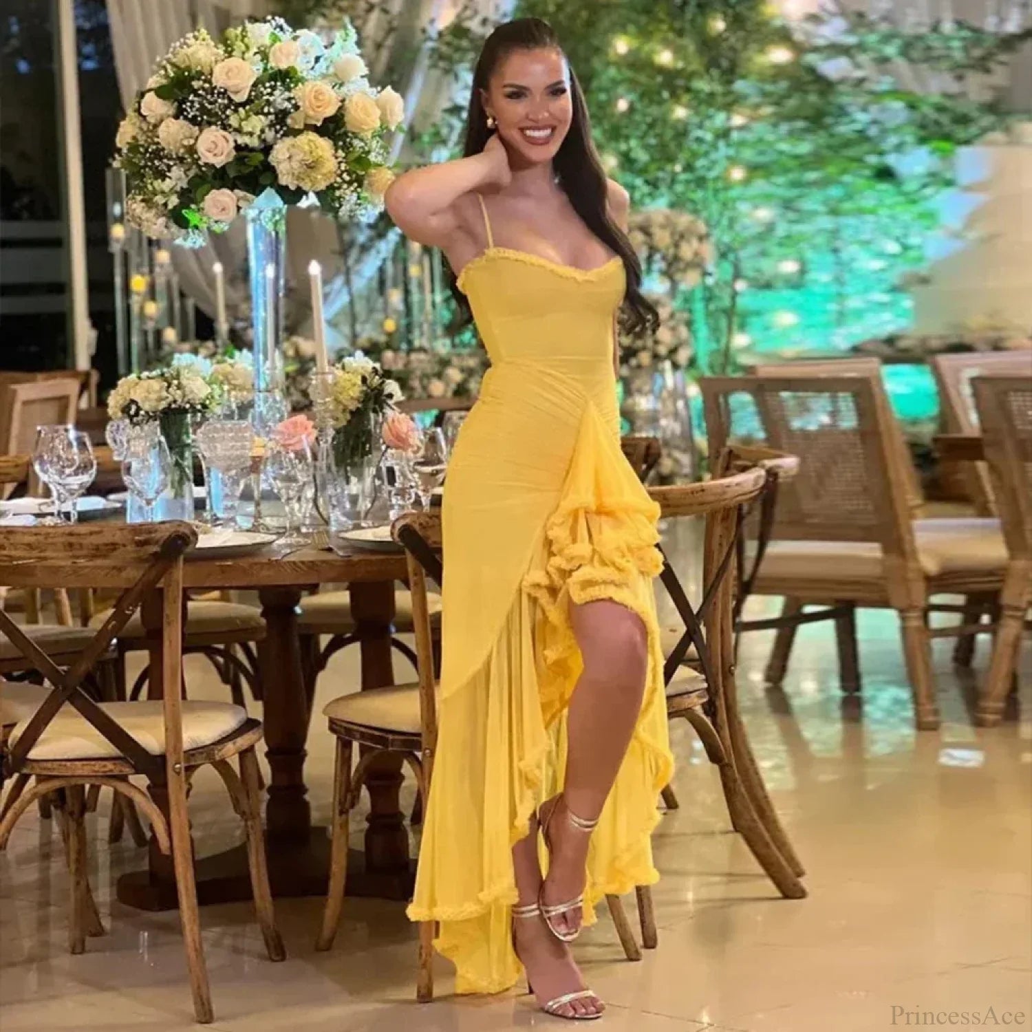 Mingmingxi IrRegular Ruffle Vacation Dress vacationdress-250223