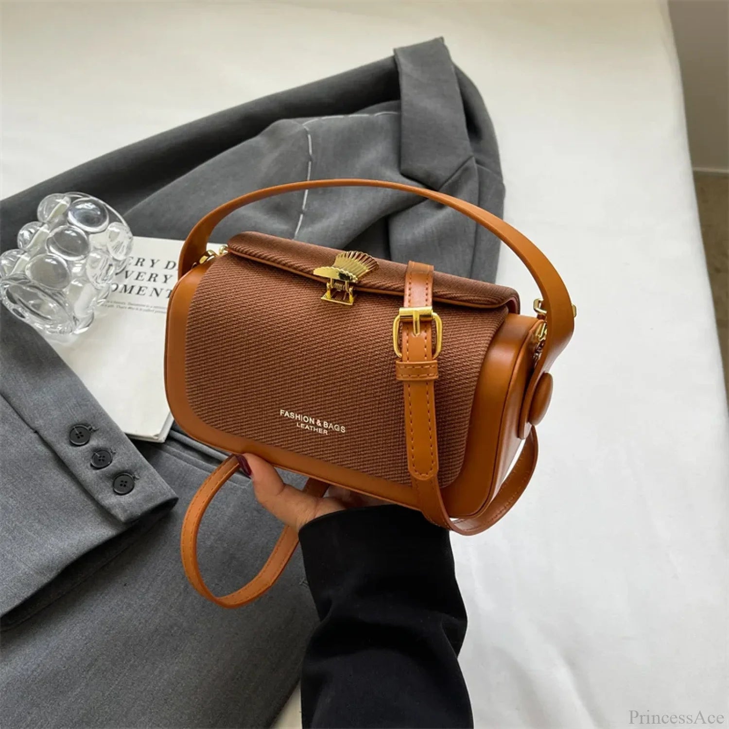 Mini Square Crossbody Luxury Designer Handbag Style 2 Brown / 20x12x9cm handbag-250126