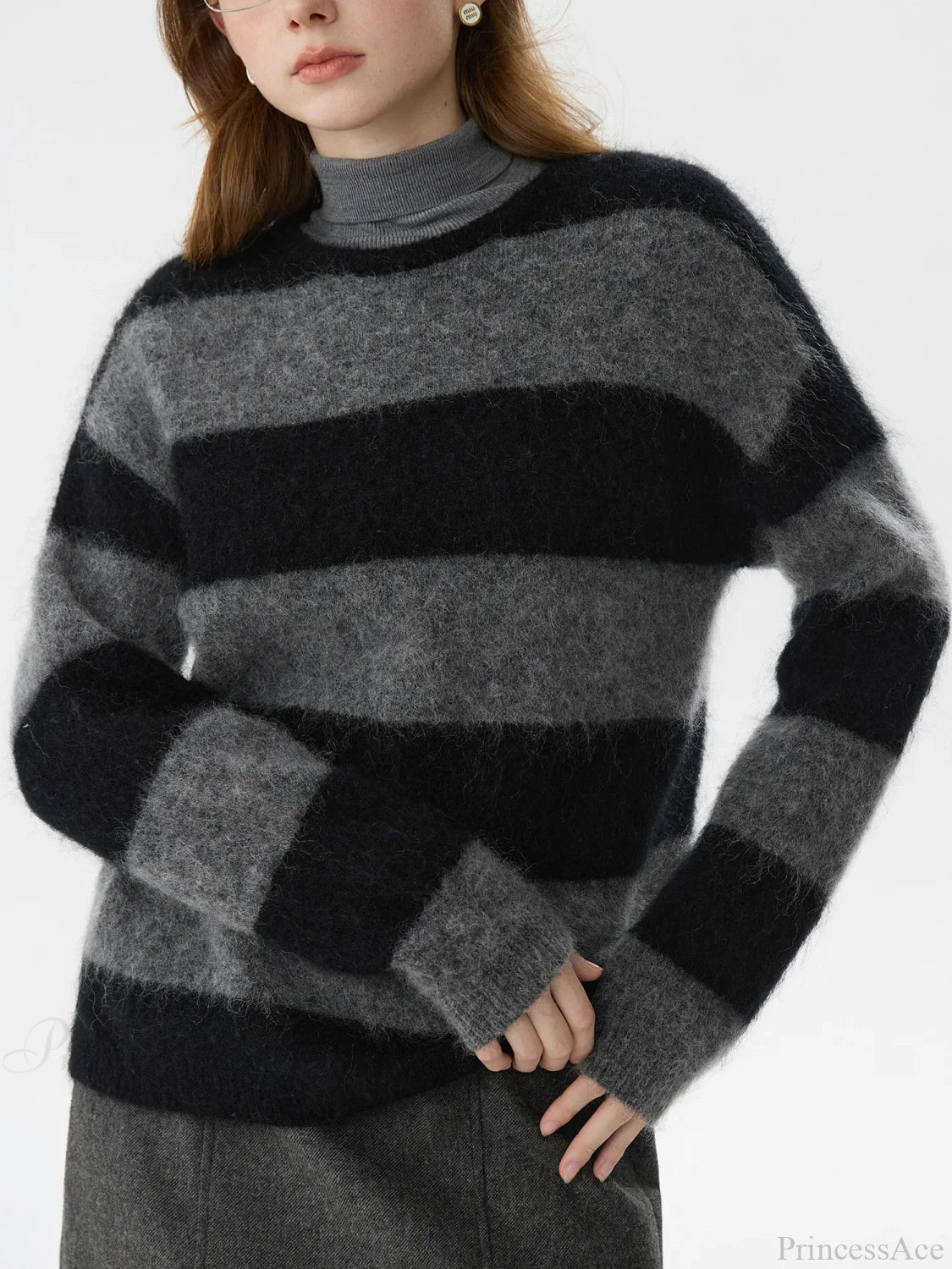 Mohair Retro Striped Loose Sweater