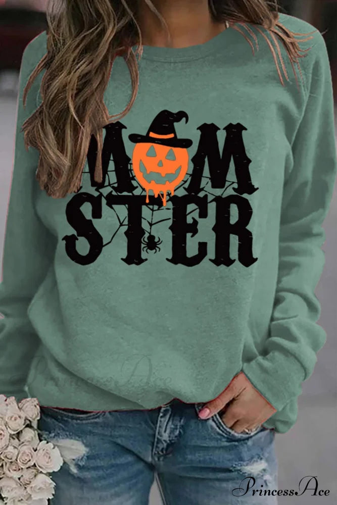 Momster Pumpkin Sweatshirt Light Green / S Sweatshirts