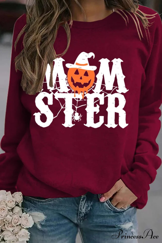 Momster Pumpkin Sweatshirt Wine Red / S Sweatshirts