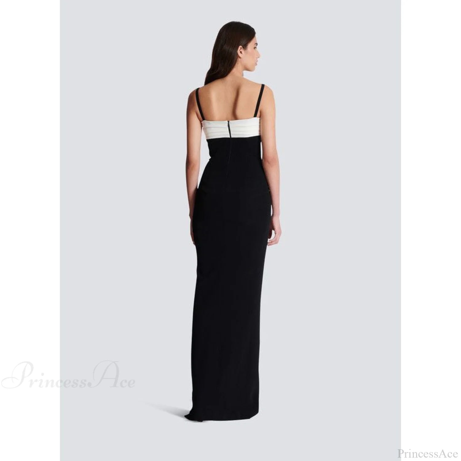 Monochrome Slit Satin Party Prom Dress promdress-250223