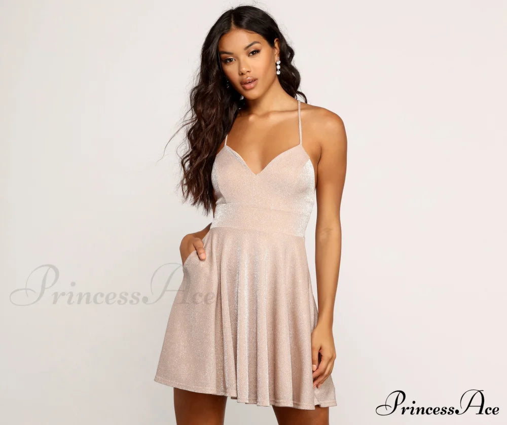 More Sparkle Skater Mini Dress - Lady Occasions