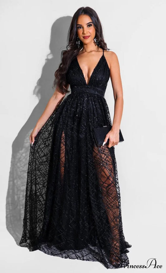 Morgan Formal Stylish Flocked Velvet Dress Black / S S.o. Long Dresses