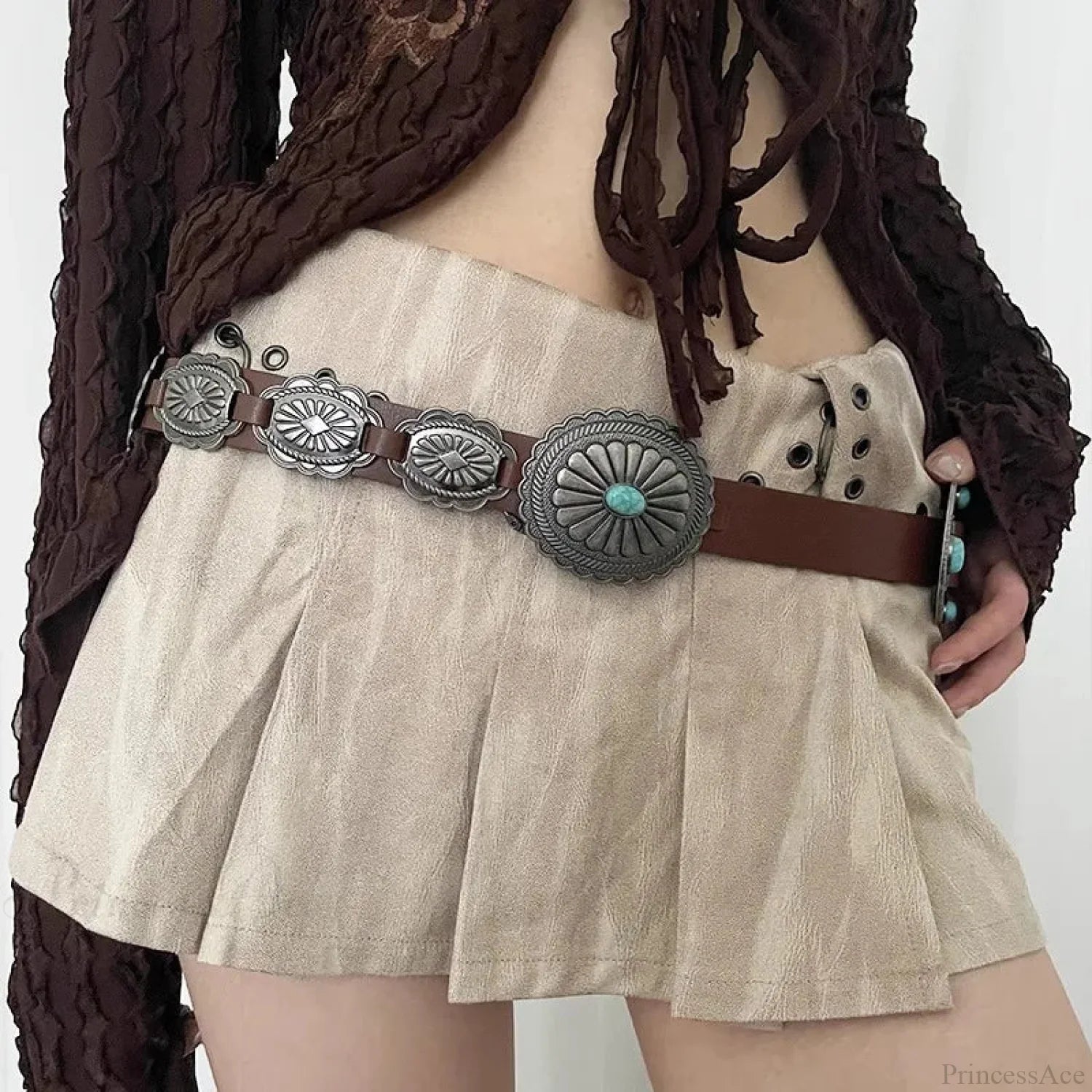 National Mysterious Gem Inlaid Strap Coffee / 110cm