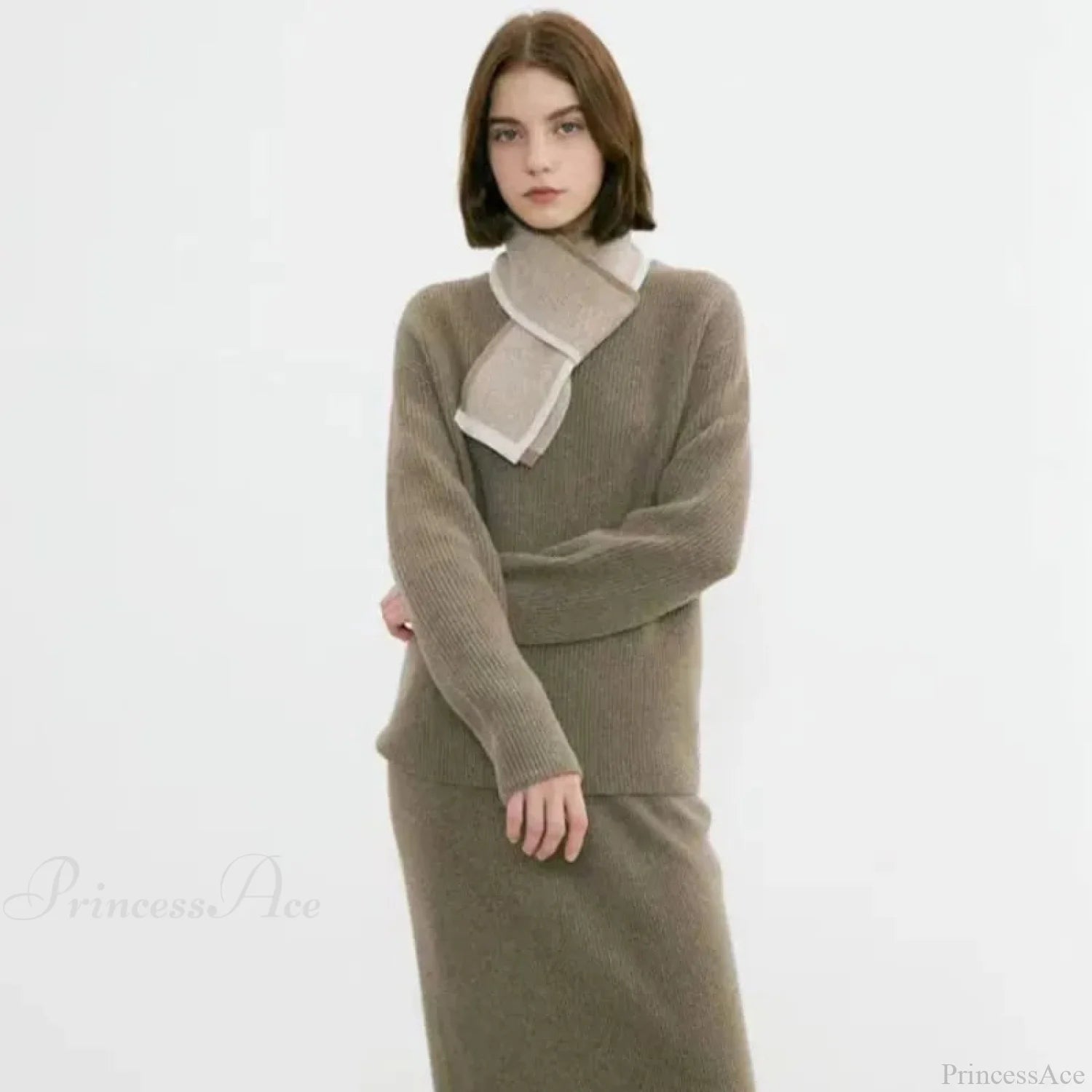 Neckerchief Women Retro Style Block Color Warm Scarf Scarfs-L