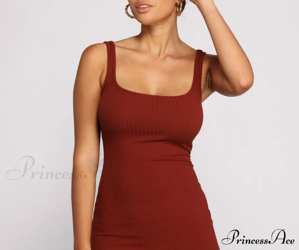 Need For Basics Charming Ribbed Midi Dress Sweaters-L