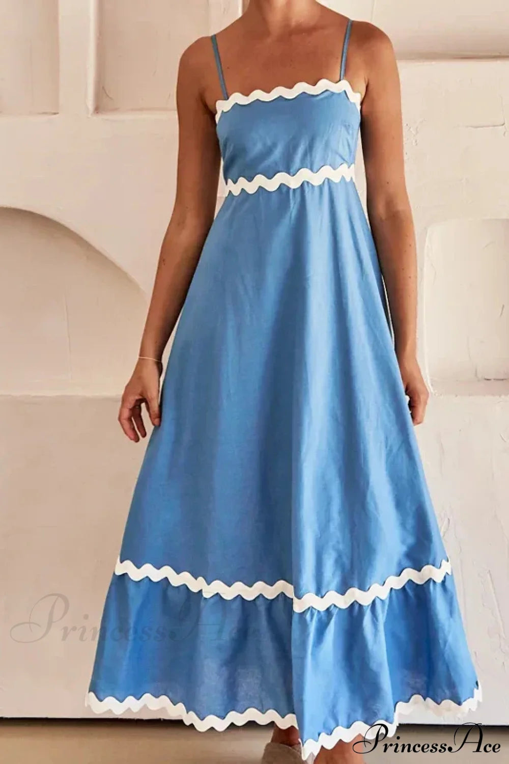 New Fashion Sexy Strapless Strap Women Long Boho Dress Blue / S