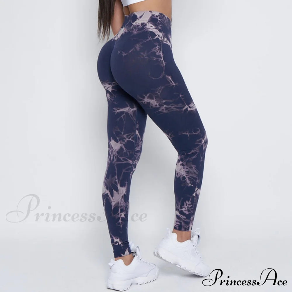 New Lightning Marble Scrunch Butt Leggings Light Purple / Xs