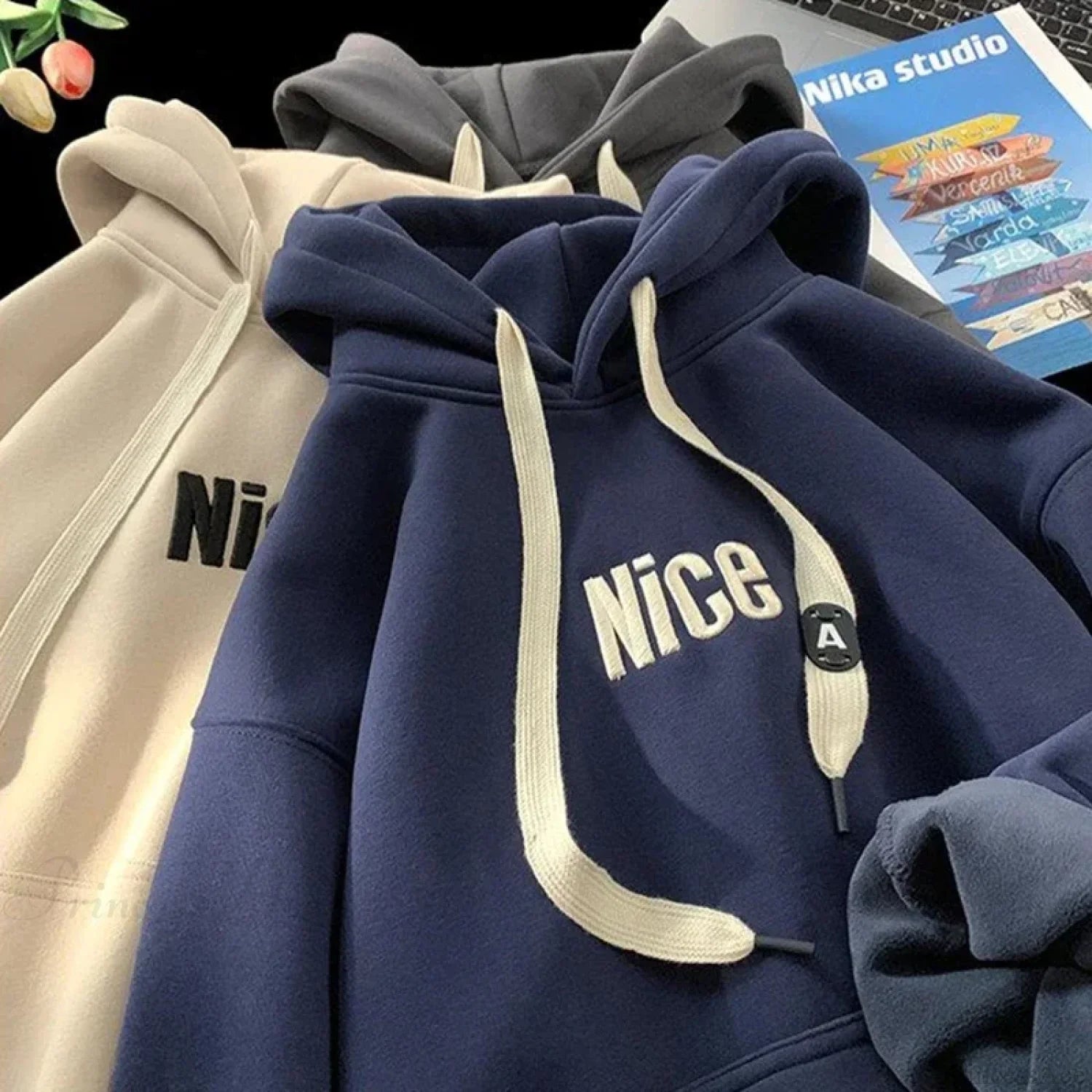 Nice Letter Print Cotton Fleece Hoodie