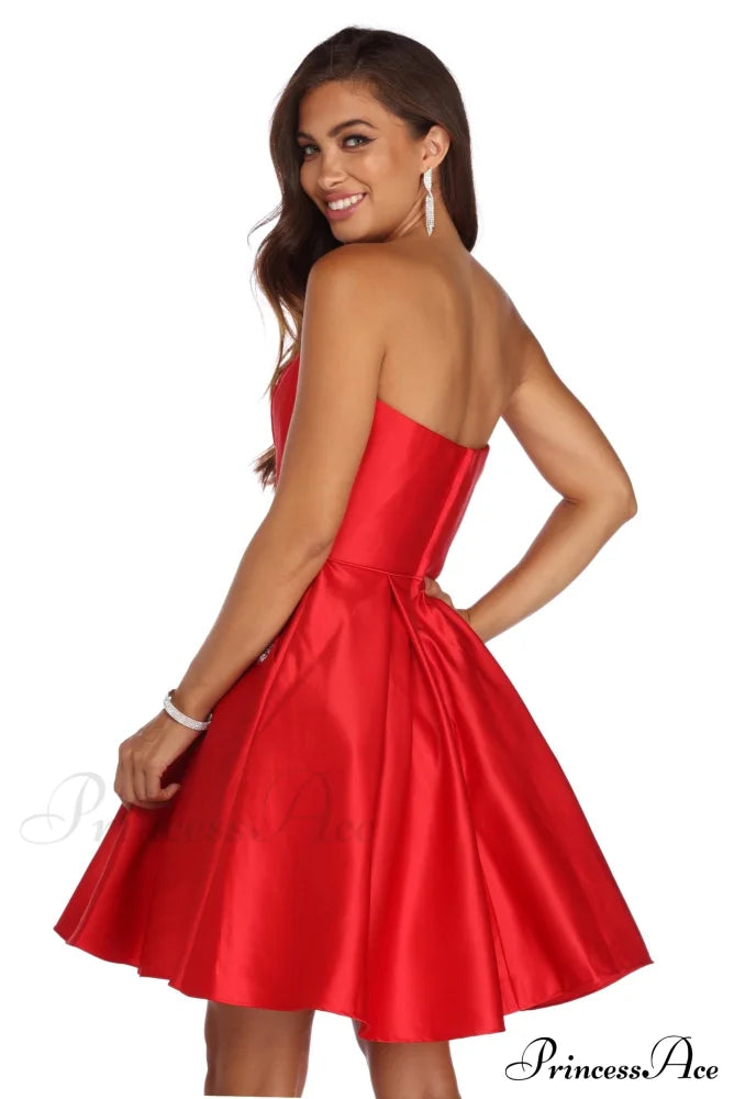 Noelle Formal Stylish Satin Party Dress S.o. Short Dresses