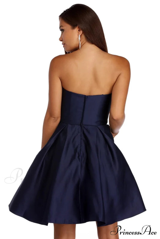 Noelle Formal Stylish Satin Party Dress S.o. Short Dresses