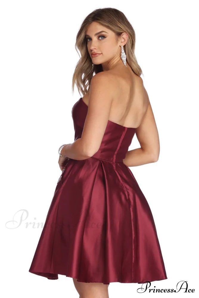 Noelle Formal Stylish Satin Party Dress S.o. Short Dresses
