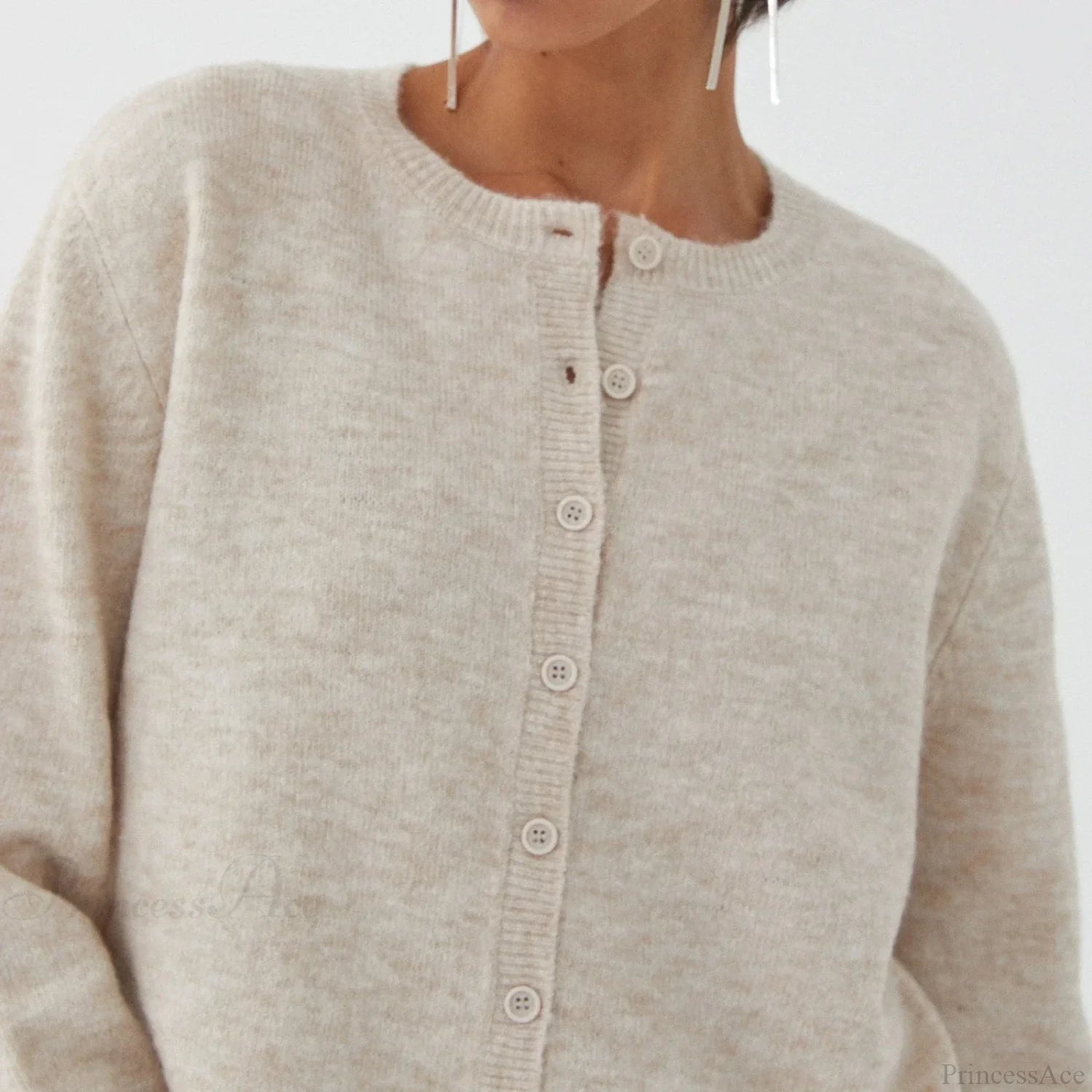 O-neck Cropped Button Knitted Cardigan