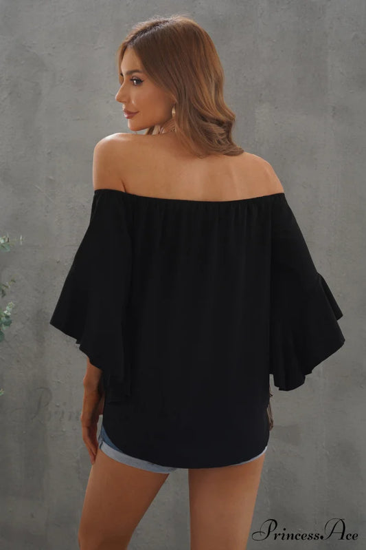 Off-Shoulder Blouse Tie With Hem
