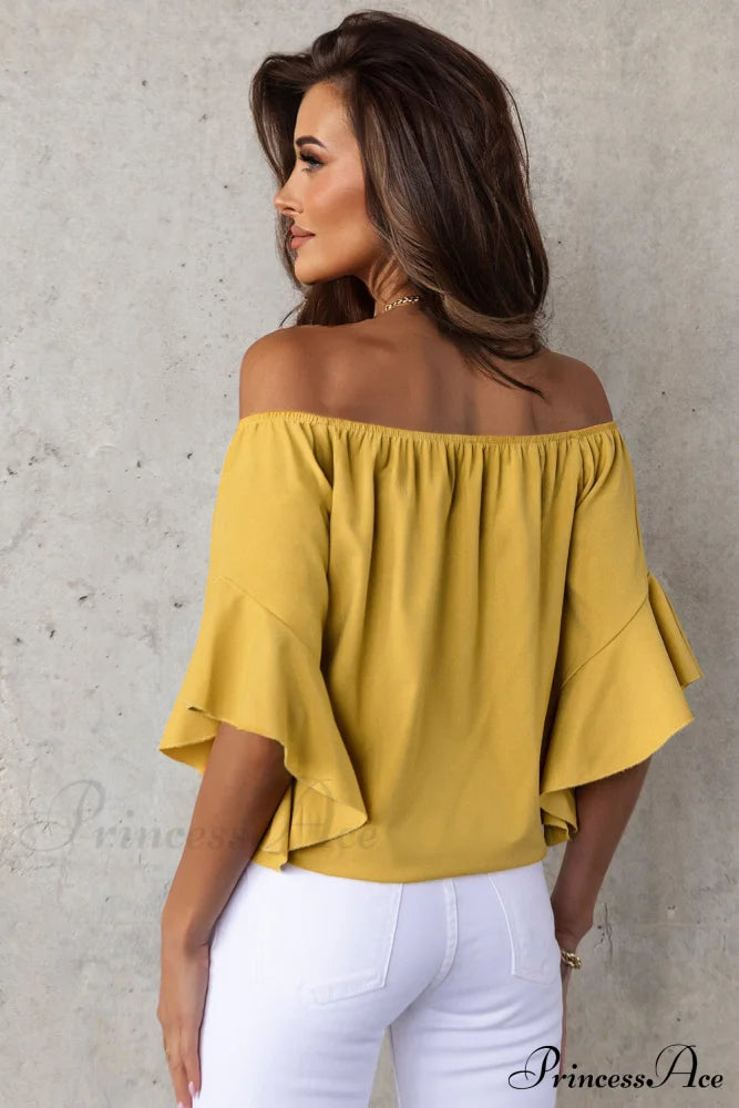 Off-Shoulder Blouse Tie With Hem