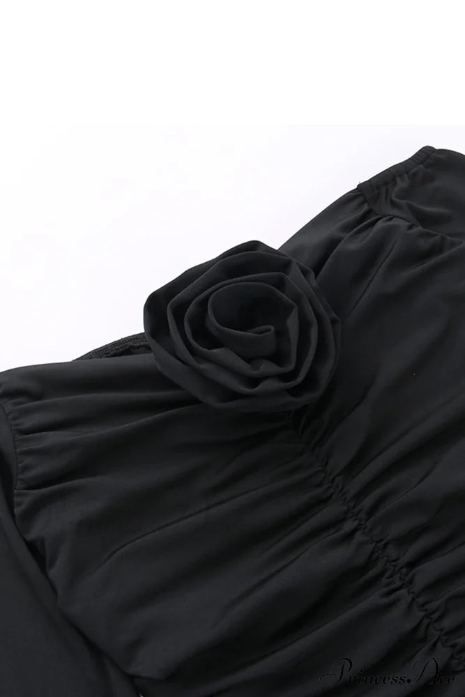 Off-Shoulder Dress With Flares Sleeves And Floral Gathered Design Mini Dresses