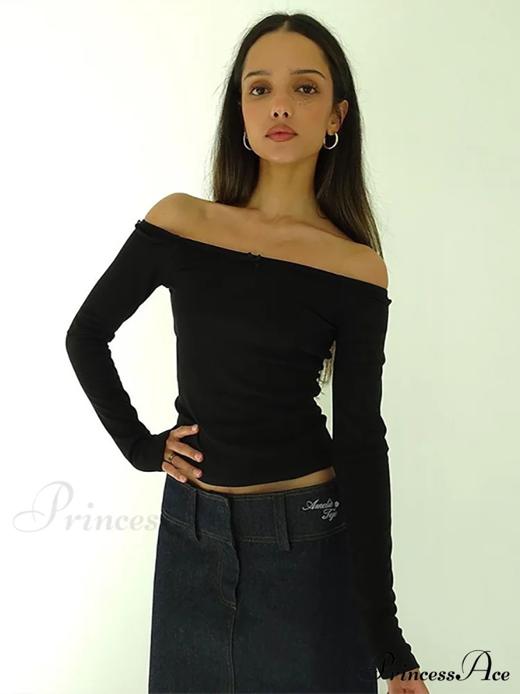 Off-Shoulder Long Stylish Sleeve Bow Top