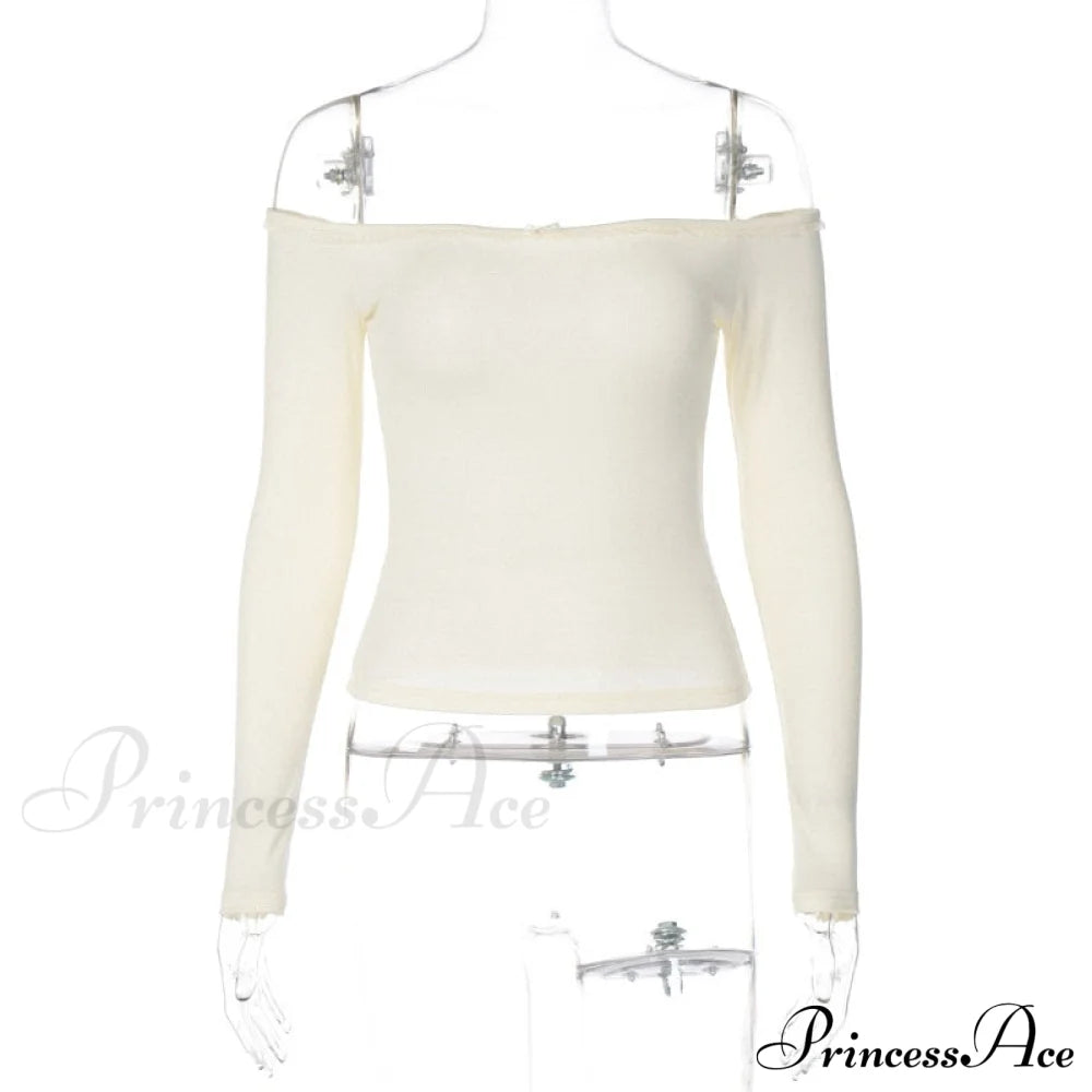 Off-Shoulder Long Stylish Sleeve Bow Top