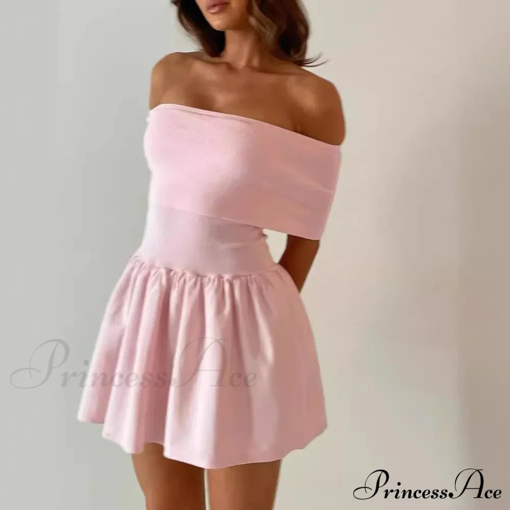 Off Shoulder Stylish Pleated Mini Dress
