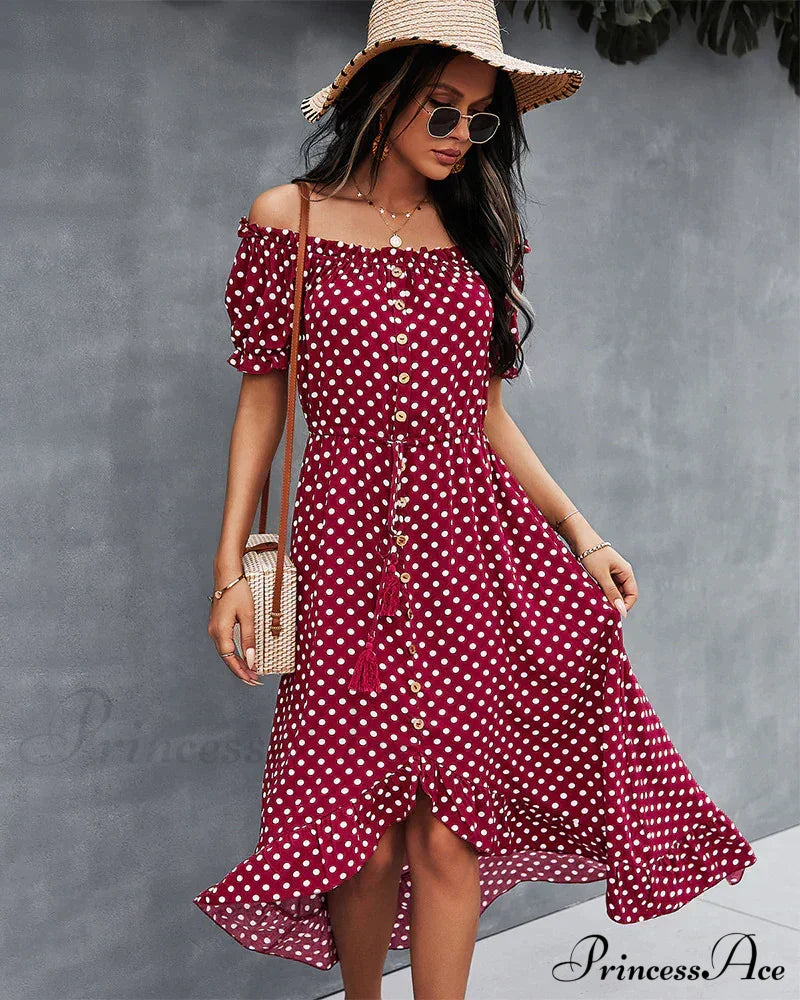 Off The Shoulder Dress S / Burgundy