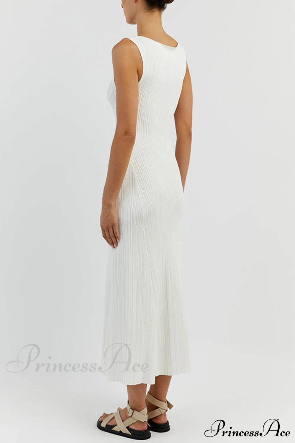 Off-White Sleeveless Stylish Midi Dress Dresses