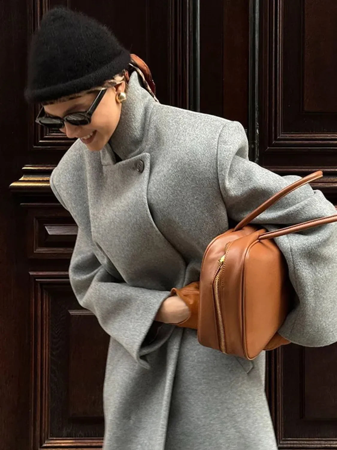 One Button Woolen Long Coat