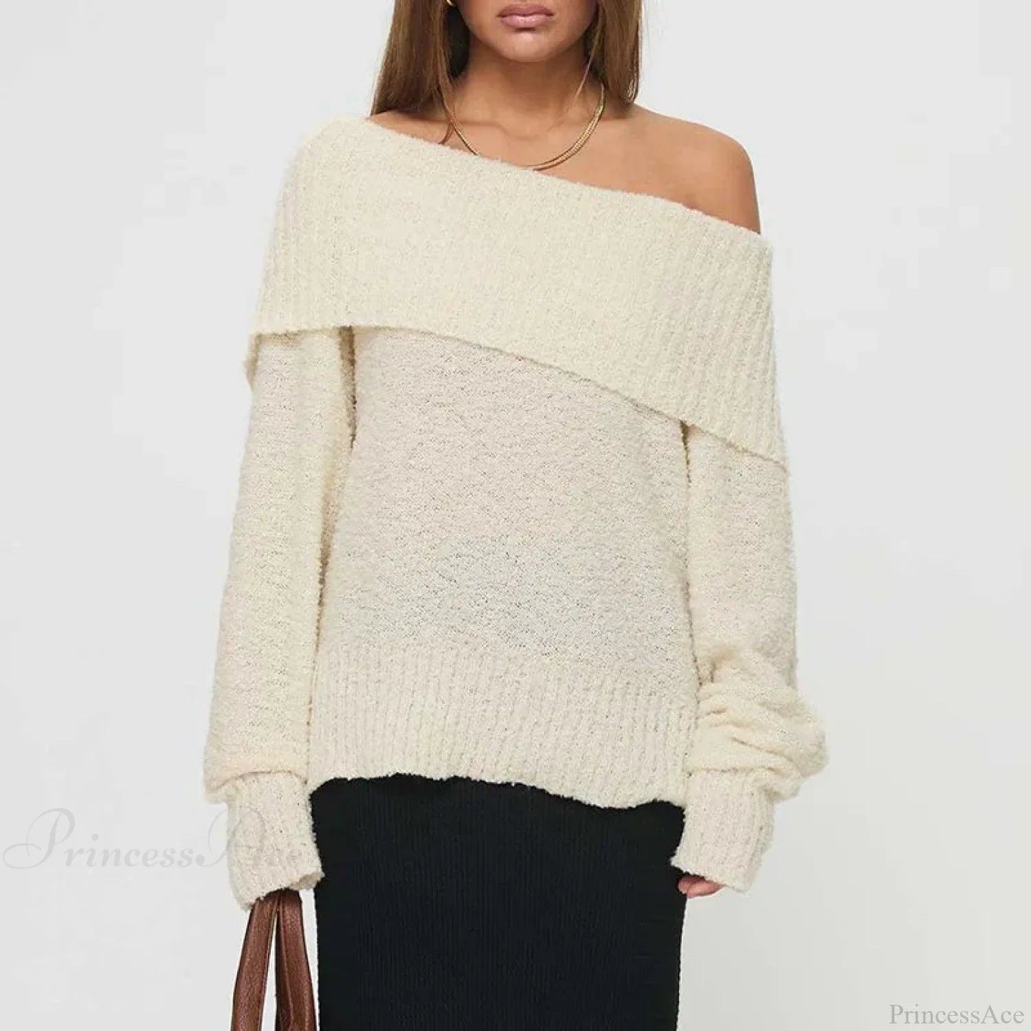 One Shoulder Slim Long Sleeve Pullover Sweater