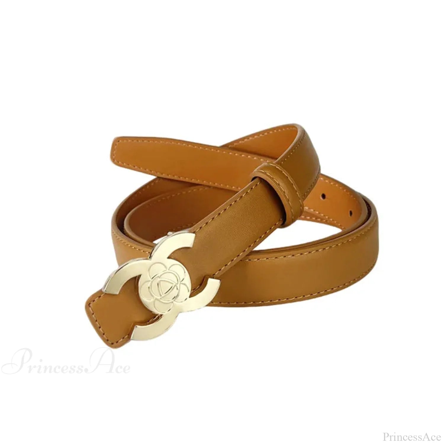 Opulent Gothic Designer Letter Belt Camel / 108cm