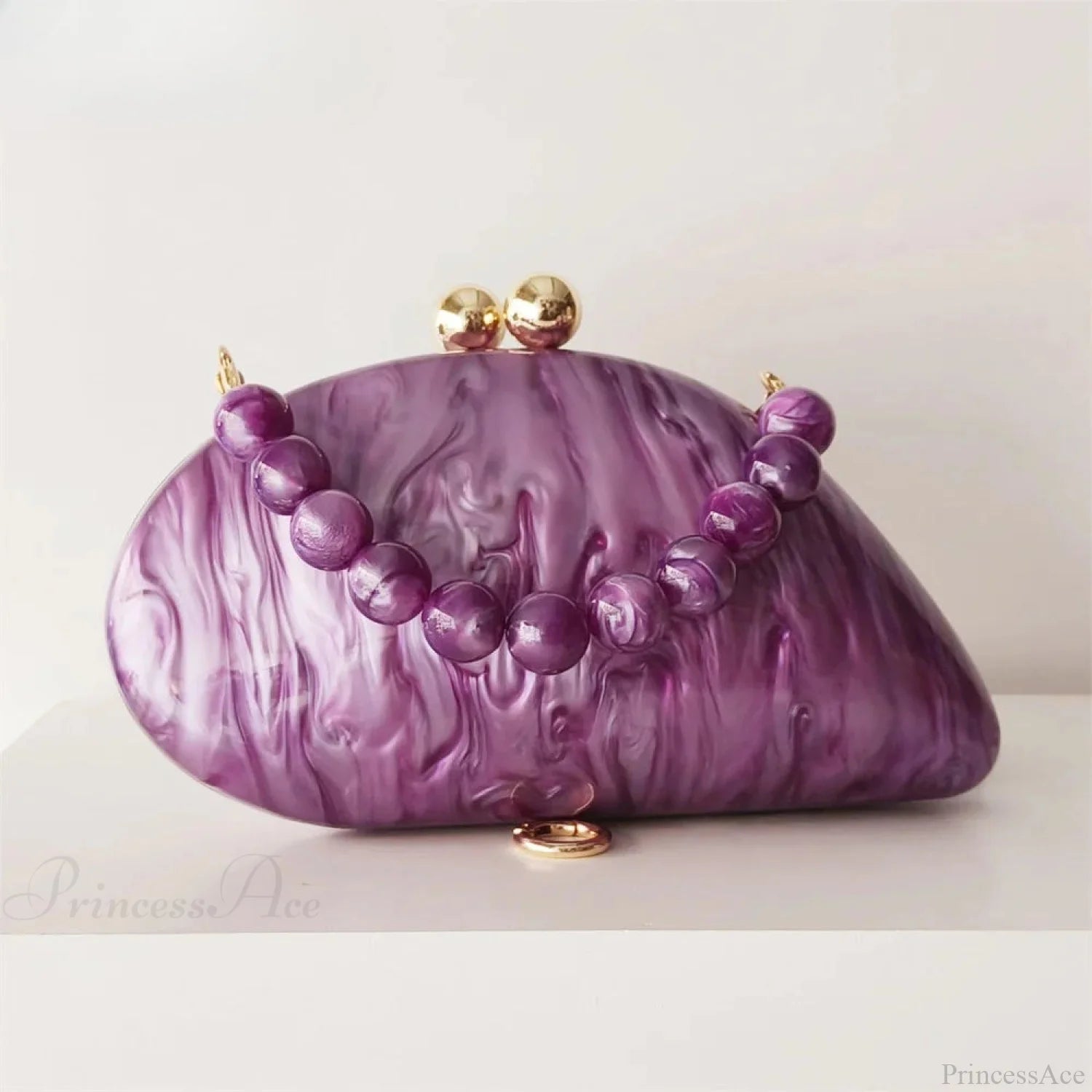 Oval Purple Shell Acrylic Clutch Bag Crossbody clutchbag-250126