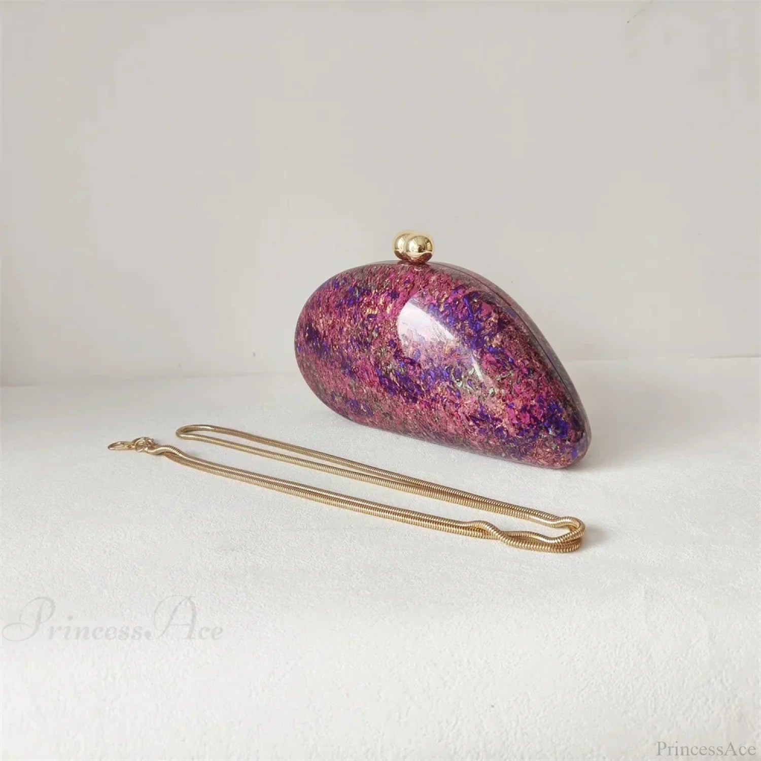 Oval Purple Shell Acrylic Clutch Bag Crossbody Violet clutchbag-250126