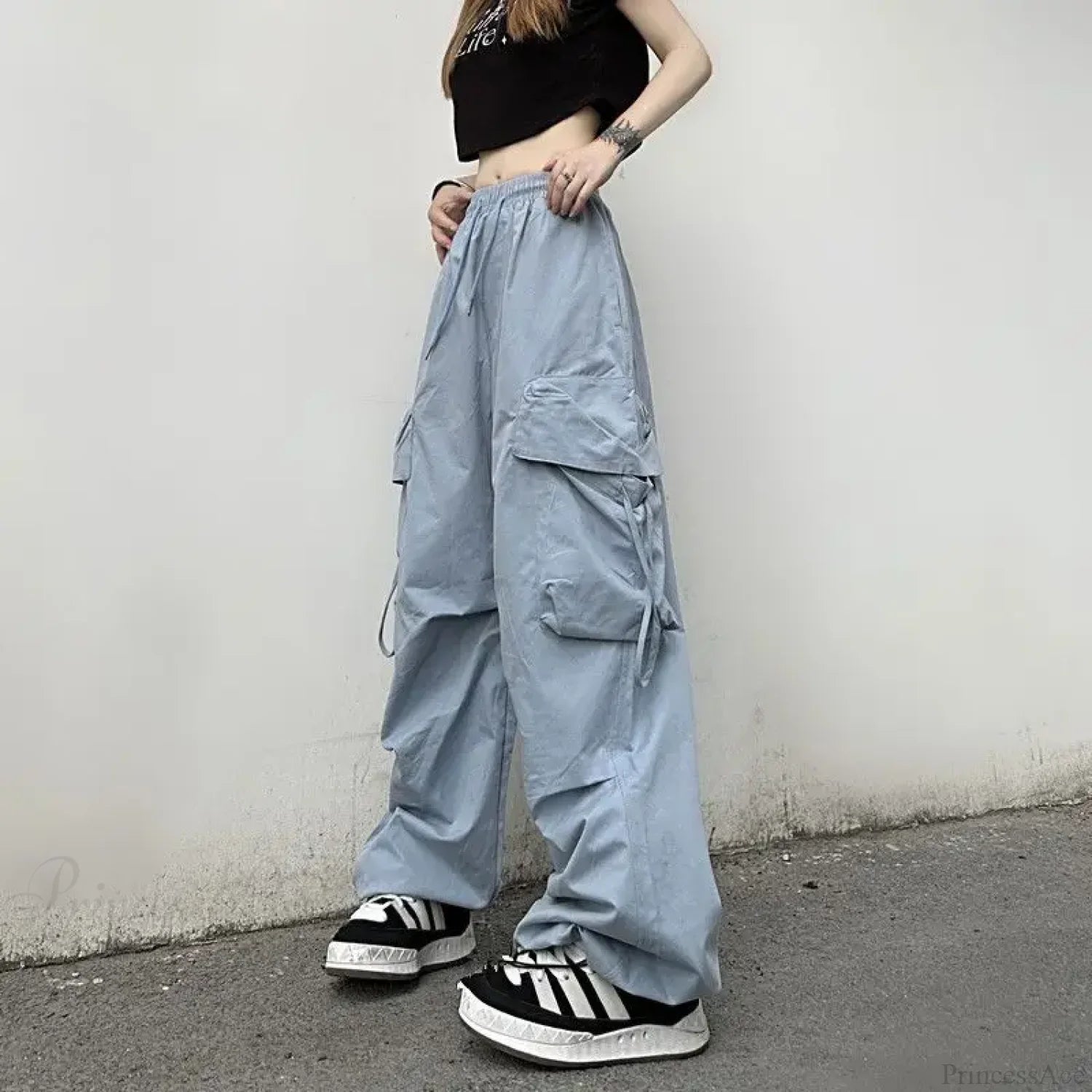 Oversized Cargo Streetwear Casual Pants Blue / S