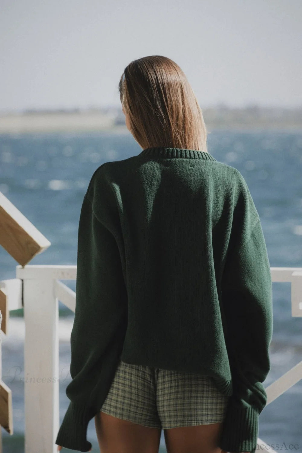 Oversized Fish Print Pullover Sweatshirt