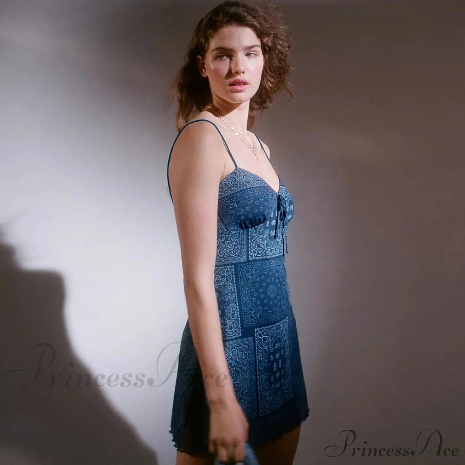 Paisley Lace Sweetheart Sleeveless Modern Crop Tank Top - Apricot M / Blue Sun Dresses