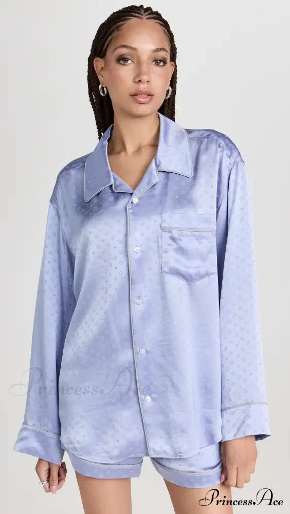 Pajama Boxer Shorts And Graceful Long Sleeve Shirt Set 16 Days / 0 Xs Purple