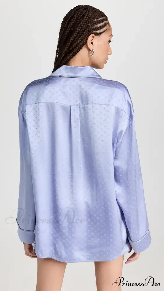 Pajama Boxer Shorts And Graceful Long Sleeve Shirt Set