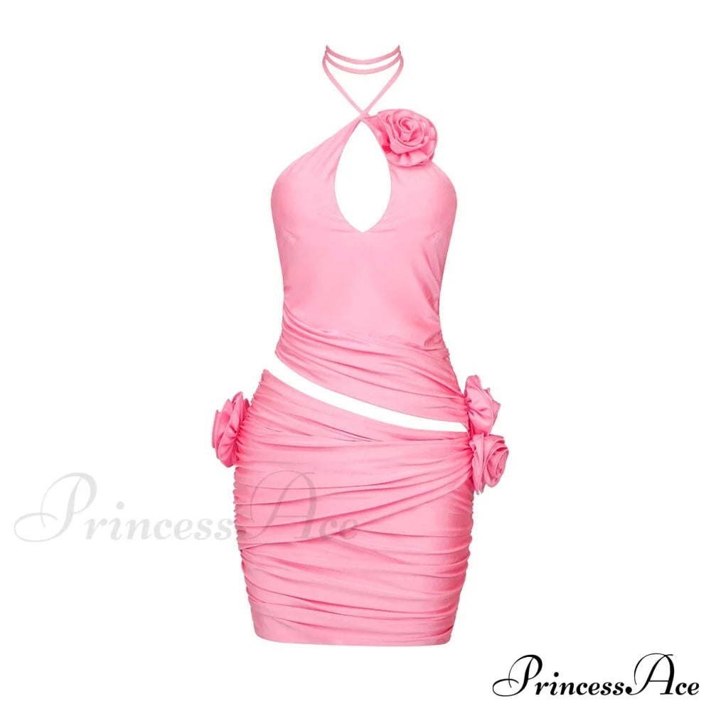 Palmer Elegant Mini Dress Pink / Xs