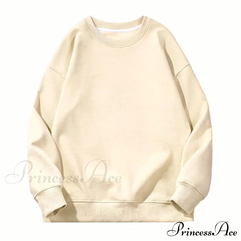 Pants Plus Fleece Casual Women Sweatshirt Couple Tracksuit Unisex Hoodies 2-Piece Size 1-Beige / S