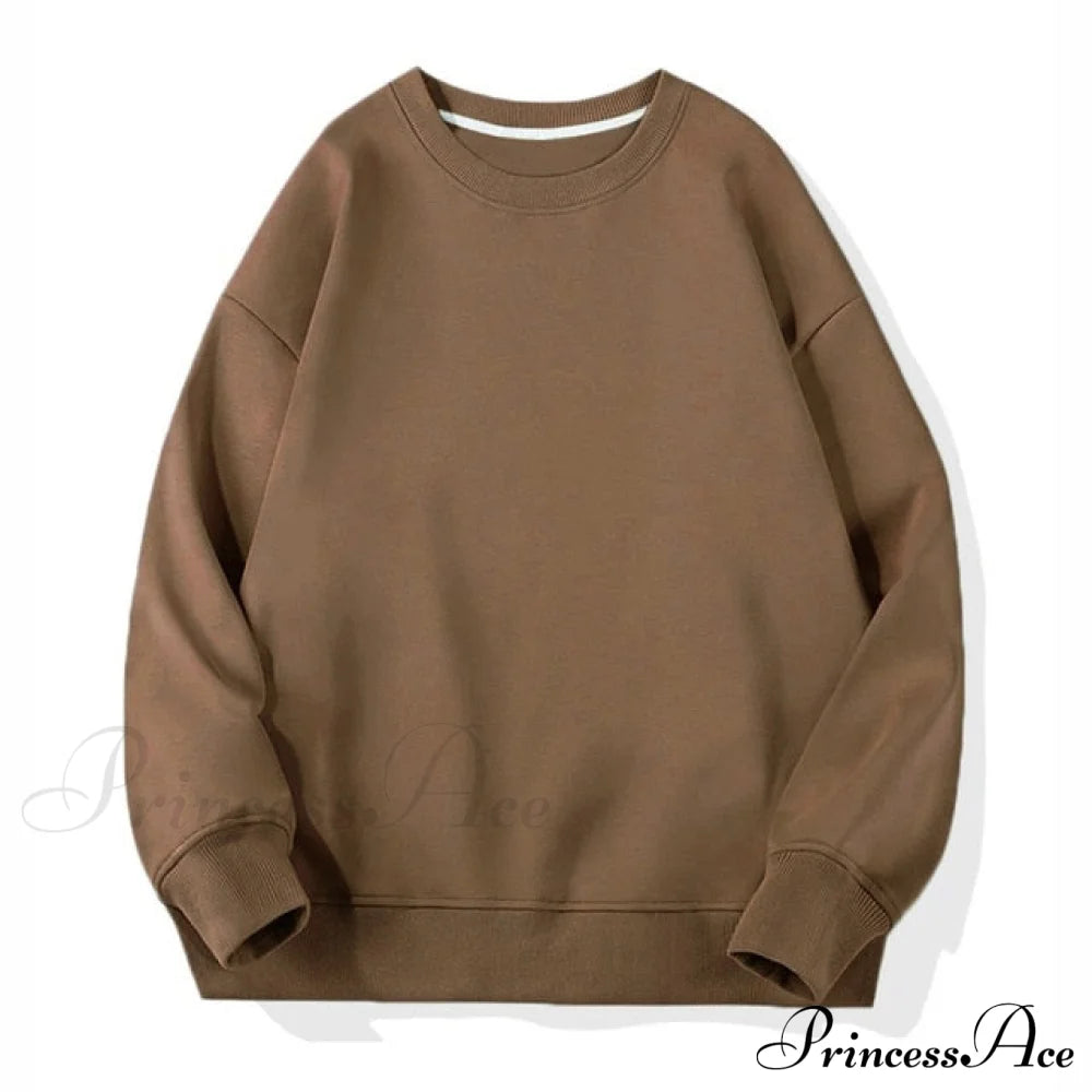 Pants Plus Fleece Casual Women Sweatshirt Couple Tracksuit Unisex Hoodies 2-Piece Size 1-Brown / S
